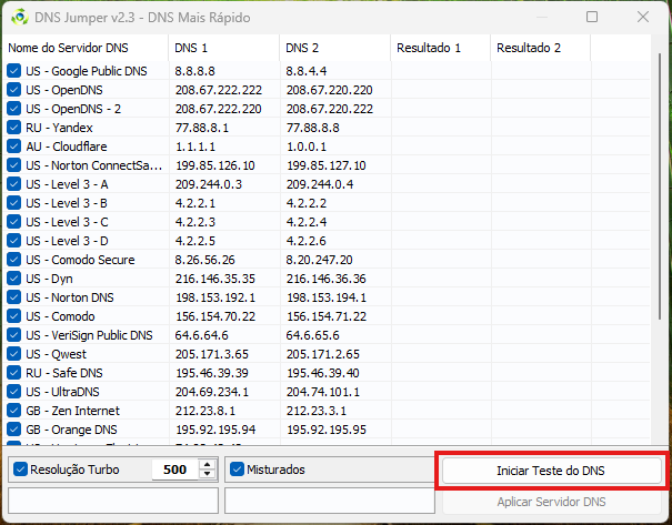 Tela do DNS Jumper passo 2